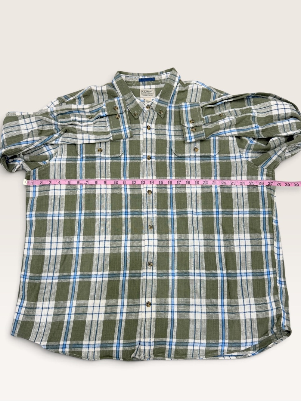 L.L.Bean 1912 Field Flannel Plaid Shirt Slightly Fitted Deep Olive XXL NWT - Picture 11 of 15